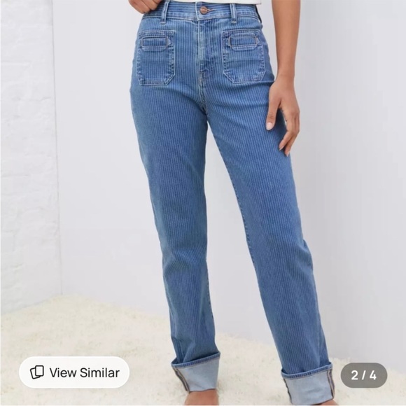 NWT Upwest All-Day Striped Straight-Leg Sailor Denim - LASER STRIPE UW 8 - Picture 4 of 4